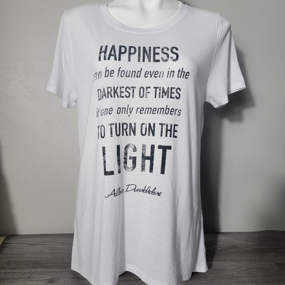 Harry Potter White Crew‎ Neck Shirt Size XXL Happiness Can Be Found Short Sleeve